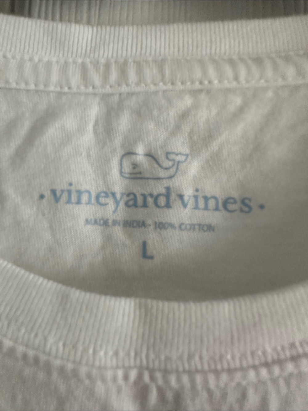 Vineyard Vines White Tee with Light Blue Logo